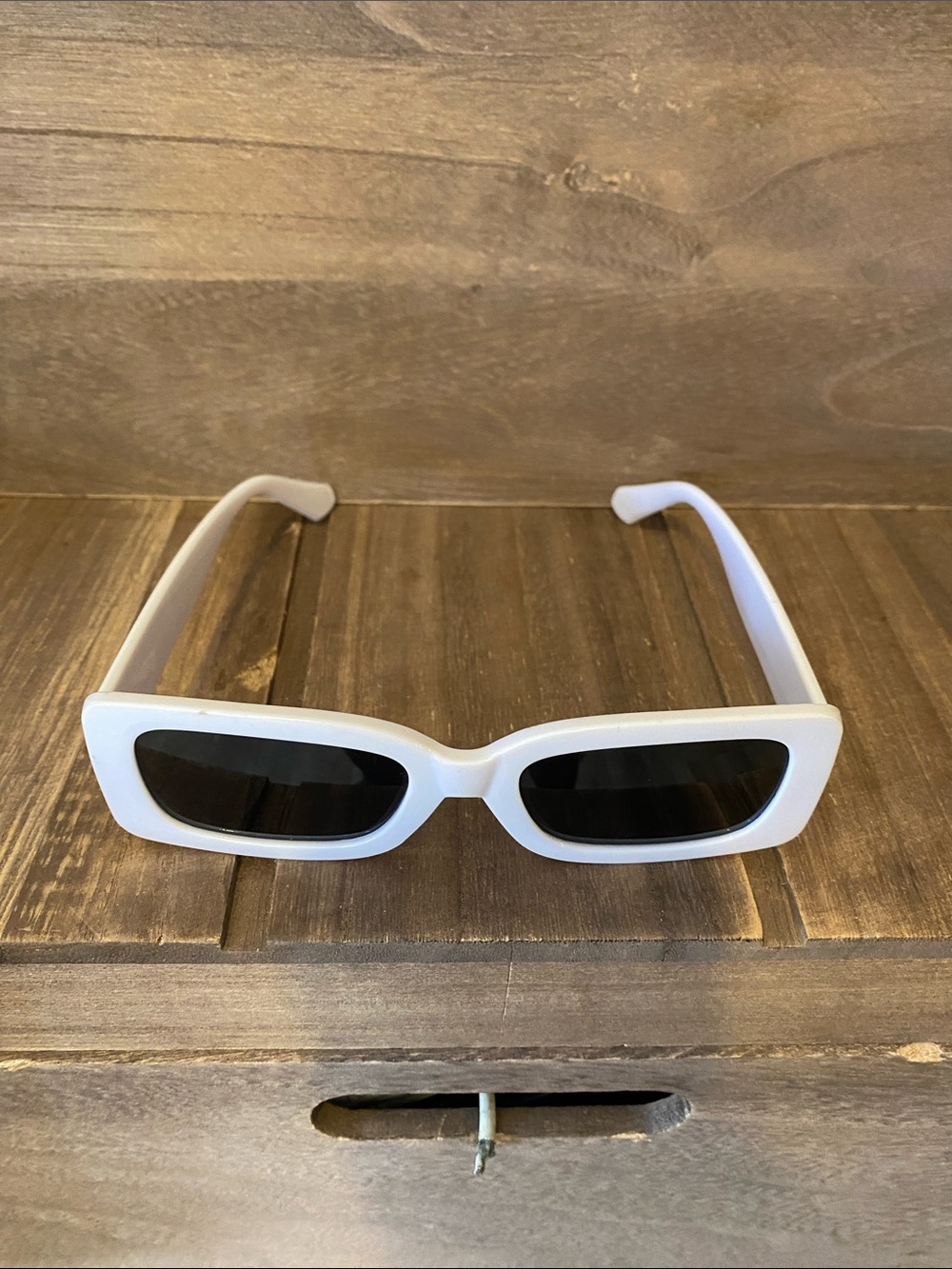 White Rectangular Women's Sunglasses